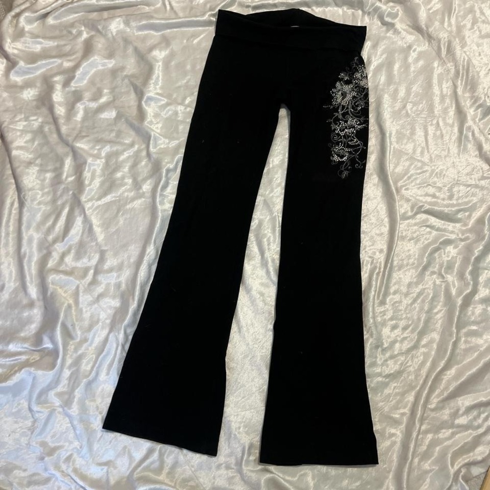 Vintage Y2K T-party Black flare leggings size medium punk grunge party festivals